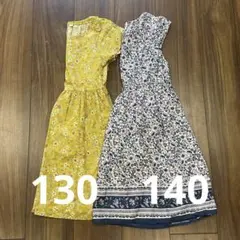 女の130 140 ワンピース　2点セット　花柄　美品のサムネイル