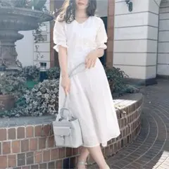 OLIVE des OLIVE 刺繍 レース Vネック ロングワンピース