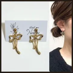 リボン　ハンドメイド　ピアス　イヤリング