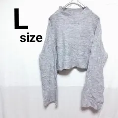 ショート丈 ニット L グレー クロップド セーター レディース