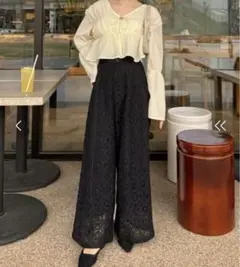 hinari フラワーレースタックパンツ