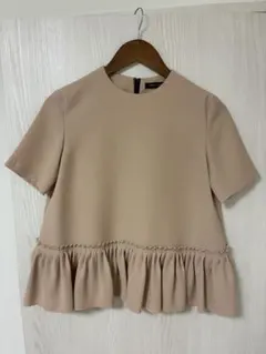 YOKO CHAN ペプラム半袖トップス ピンクベージュのサムネイル