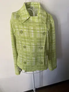 黄緑★カジュアル★レトロ★チェック★ダブルジャケット★9AR