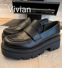期間限定値下げ！VIVIAN 厚底ローファー 晴雨兼用 ブラック サイズLのサムネイル