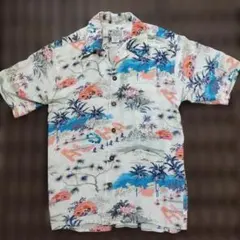 AVANTI アロハシャツ SILK 100% 白 ハワイアン柄 US表記 XSのサムネイル