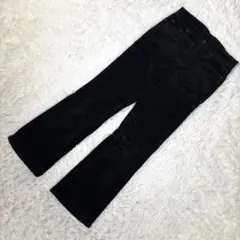 人気✨ユニクロ【S相当】コーデュロイフレアパンツ 黒 ストレッチ 61cm