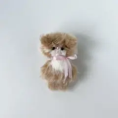茶白　ハチワレ　こねこ　猫　ぬいぐるみ　作家　アートドール　テディベア　a