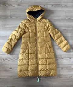 フード付きロングダウンコート マスタードカラー　Mサイズ