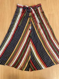 ZARA ストライプ フレアスカート ボタン付き