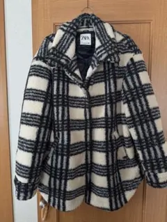 ZARA 黒白チェック柄オーバーサイズジャケット L