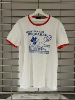DSQUARED2 ディースクアード リンガーTシャツ白×赤