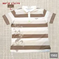 は*ち様 A-1502〈marie claire〉 ボーダー短袖ポロシャツ Lのサムネイル