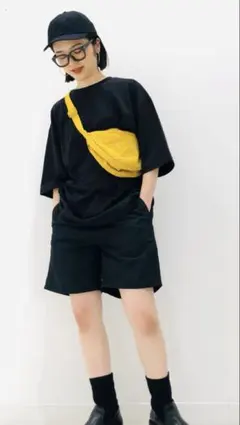 UNIQLOエアリズムコットンオーバーサイズボーダー5分袖Tシャツ