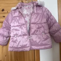 ピンク 中綿コート ファー付きフード