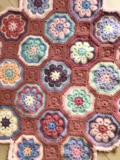 40.アフリカンフラワー　ブランケット　マルチカバー　インテリア♪