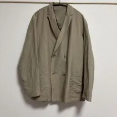 Lサイズ★ POLYPLOID ダブルブレスト ジャケット リネン混 ベージュ