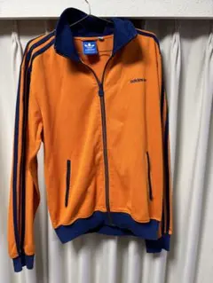 adidas オレンジ ネイビー トラックジャケット M