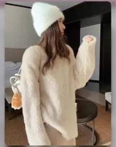Ｖネックシャギーニットトップス