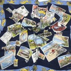 1001 ラルフローレン　スカーフ　ヴィンテージ　シルク　約85㎝×85㎝