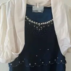 3点　結婚式　シルバーバッグ　ドレス　パーティー 羽織 二次会　ワンピース