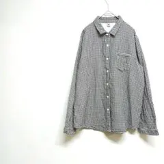 ギンガムチェック 長袖シャツ　胸ポケット　XL カジュアル　前面ボタン　綿100