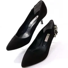 美品✨ダイアナ フラワーデザイン スエード ポインテッドトゥ パンプス 黒