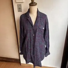 ペイズリー柄シャツ 紫緑混合