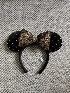 黒金ドットリボンカチューシャ