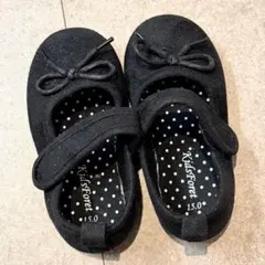 キッズ フォーマル シューズ 15cm ブラック リボン 結婚式 発表会 入園式