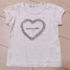 Noeil aime Bebeハート刺繍Tシャツ ホワイト 90cm