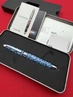 ACME ボールペン ブルー系 花柄デザイン ケース付き　現状品のサムネイル