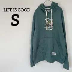 １点もの✨LIFE IS GOOD 【S】フード パーカー 裏起毛 緑 グリーン
