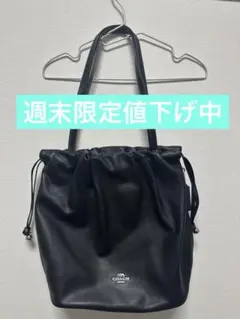 極美品】COACH フェイ ドローストリング トートバッグ レザー ブラック