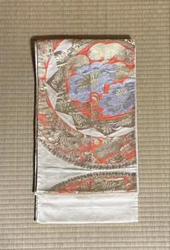 着物 袋帯 オレンジゴールド 花柄