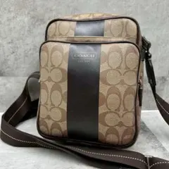 美品✨ コーチ PVC ショルダーバッグ シグネチャー 斜め掛け 茶