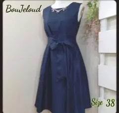 BouJeloudフォーマルフレアドレスひざ丈ワンピース　(ネイビー)