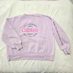 薄紫色 プリント トレーナー裏起毛160cm