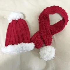 赤いサンタ帽子とマフラーセット