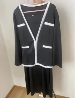 ブラック カーディガン＆ロングドレス セット