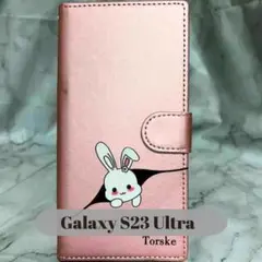 Galaxy S23 Ultra ケース ピンク ウサギ 手帳型 カード収納
