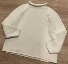 90s J.CREW ジェークルー ロールネック コットンニット 白 L