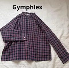 Gymphlex チェック　バンドカラーシャツ 長袖　ジムフレックス