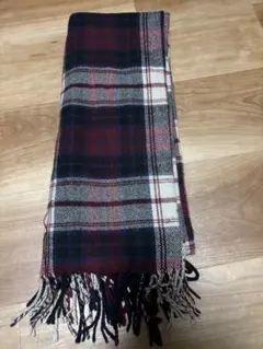 チェック柄フリンジマフラー
