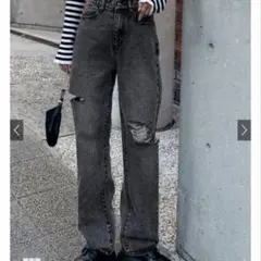 GRL グレイルクラッシュサイドカットデニムパンツ[nh86]