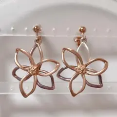 イヤリング お花 フラワー ワイヤーアート 銅 ハンドメイド アクセサリー