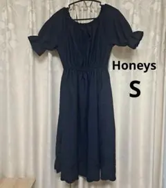Honeys　ハニーズ　刺繍フリルワンピース　Sサイズ　ネイビー　夏