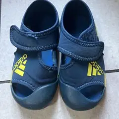 adidas ネイビー イエロー サンダル　15センチ