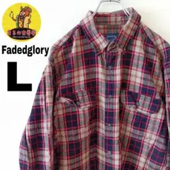 USA古着 FADEDGLORY　ネルシャツL　ブラックレッド　チェックのサムネイル