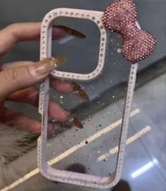 〘スマホケースiPhone17〙キティ ピンク ラメ入り