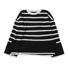 レディースニット セーター ボーダー柄 長袖 クルーネック トップス